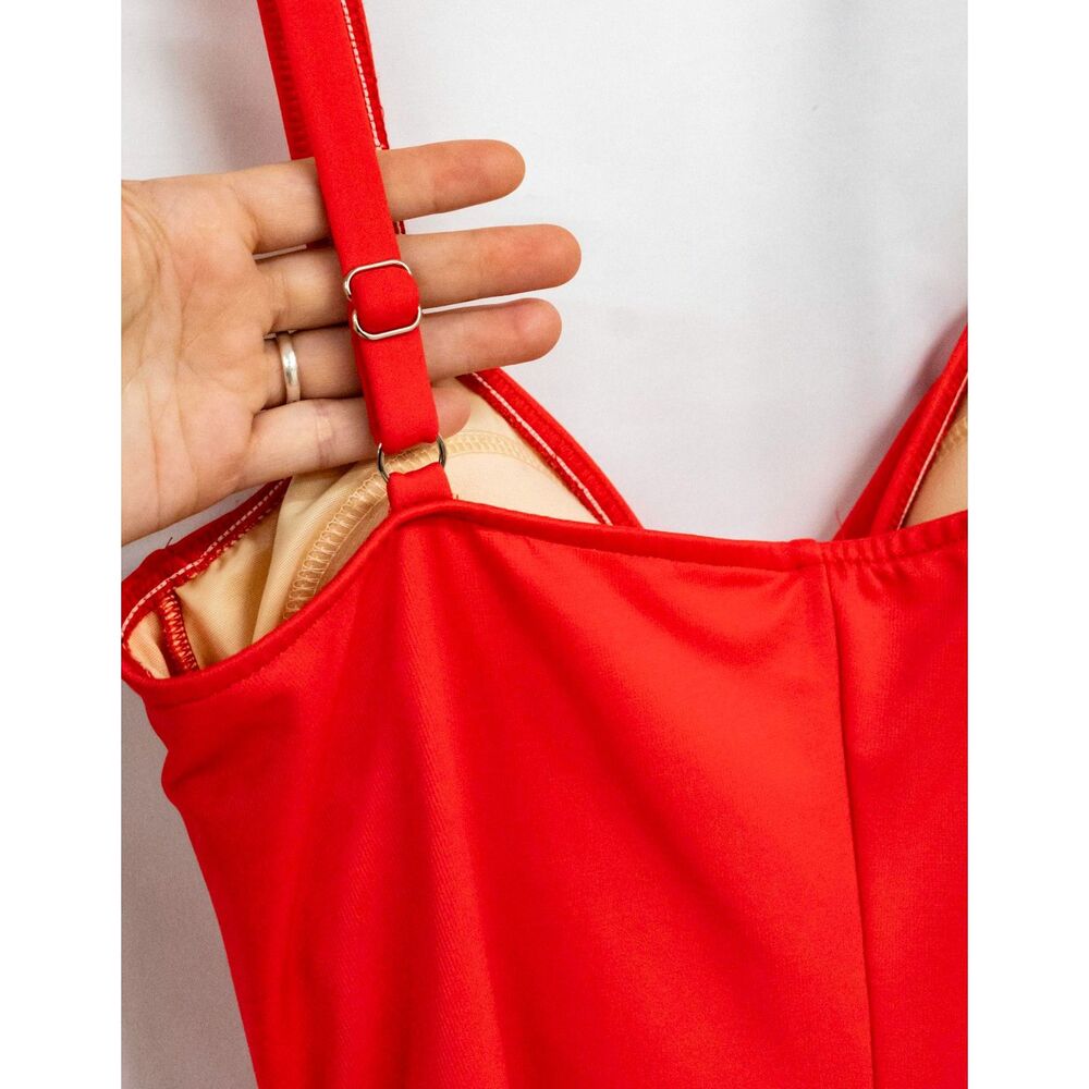 Miraclesuit Sweetheart Ruched Flattering Red One Piece Swimsuit Bathing Suit 16 - Picture 9 of 9